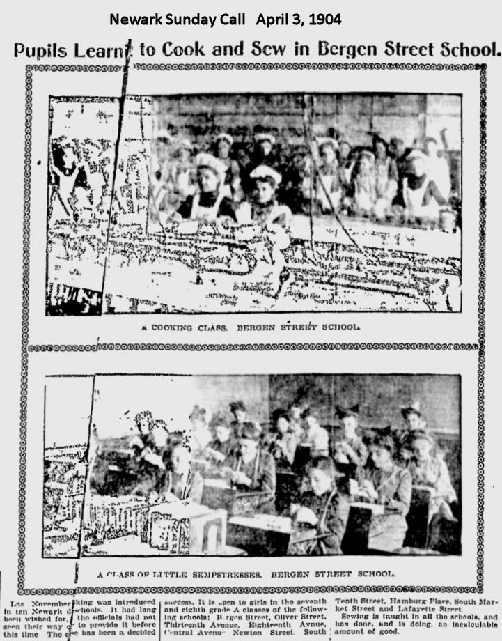 Pupils Learn to Cook and Sew in Bergen Street School
1904
