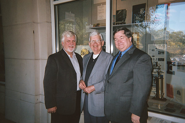 Thomas C. Murray, former teacher at Essex Catholic, is flanked by two members of the Essex Catholic Class of '67, Charlie Dluzniewski, left, and Jim White. Both are Seton Hall alumni. 
Photo from Tom Murray
