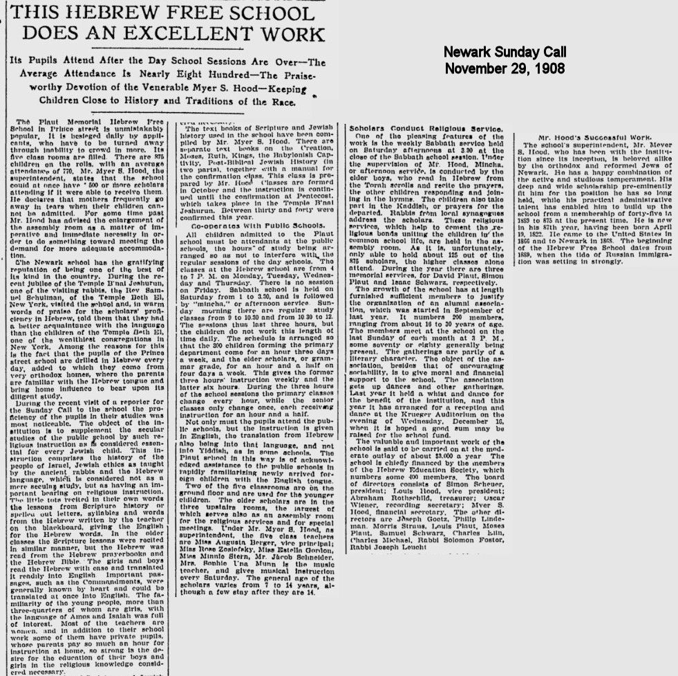 The Hebrew Free School Does an Excellent Work
1908
