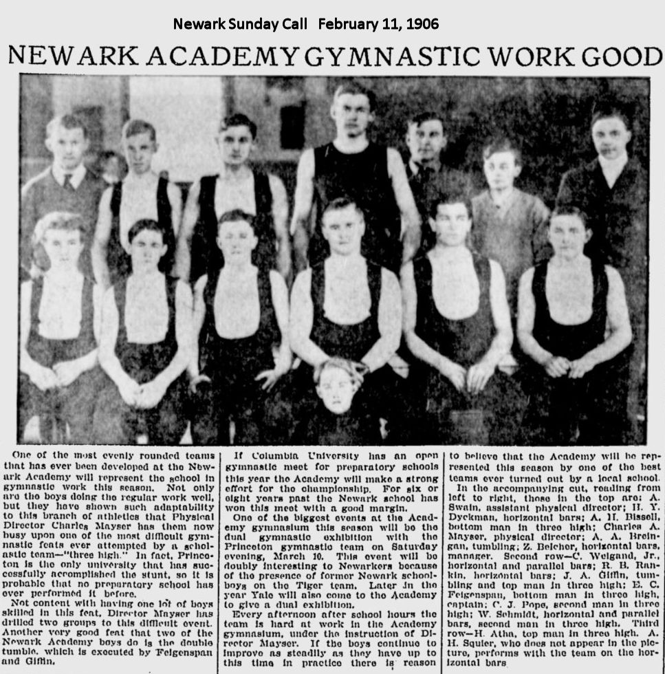 Newark Academy Gymnastic Work Good
February 11, 1906

