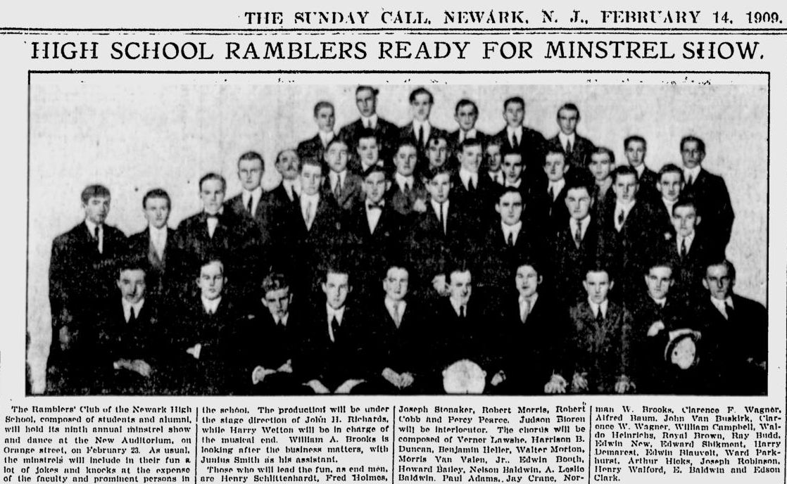 High School Ramblers Ready for  Minstrel Show
February 14, 1909

