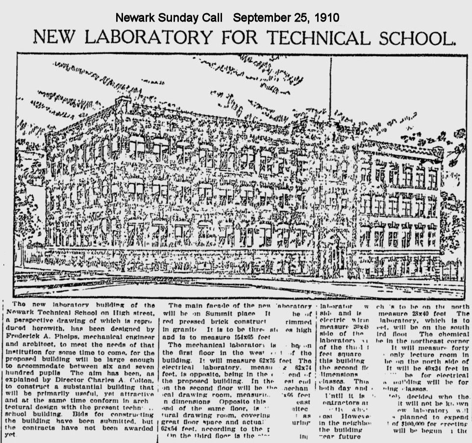 New Laboratory for Technical School
September 25, 1910
