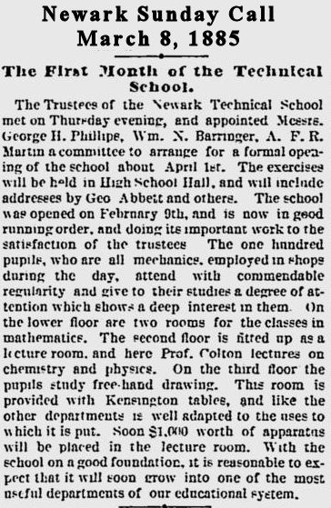 The First Month of the Technical School
March 8, 1885
