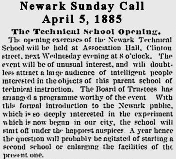 The Technical School Opening
April 5, 1885
