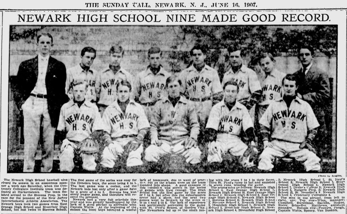 Newark High School Nine Made Good Record
June 16, 1907
