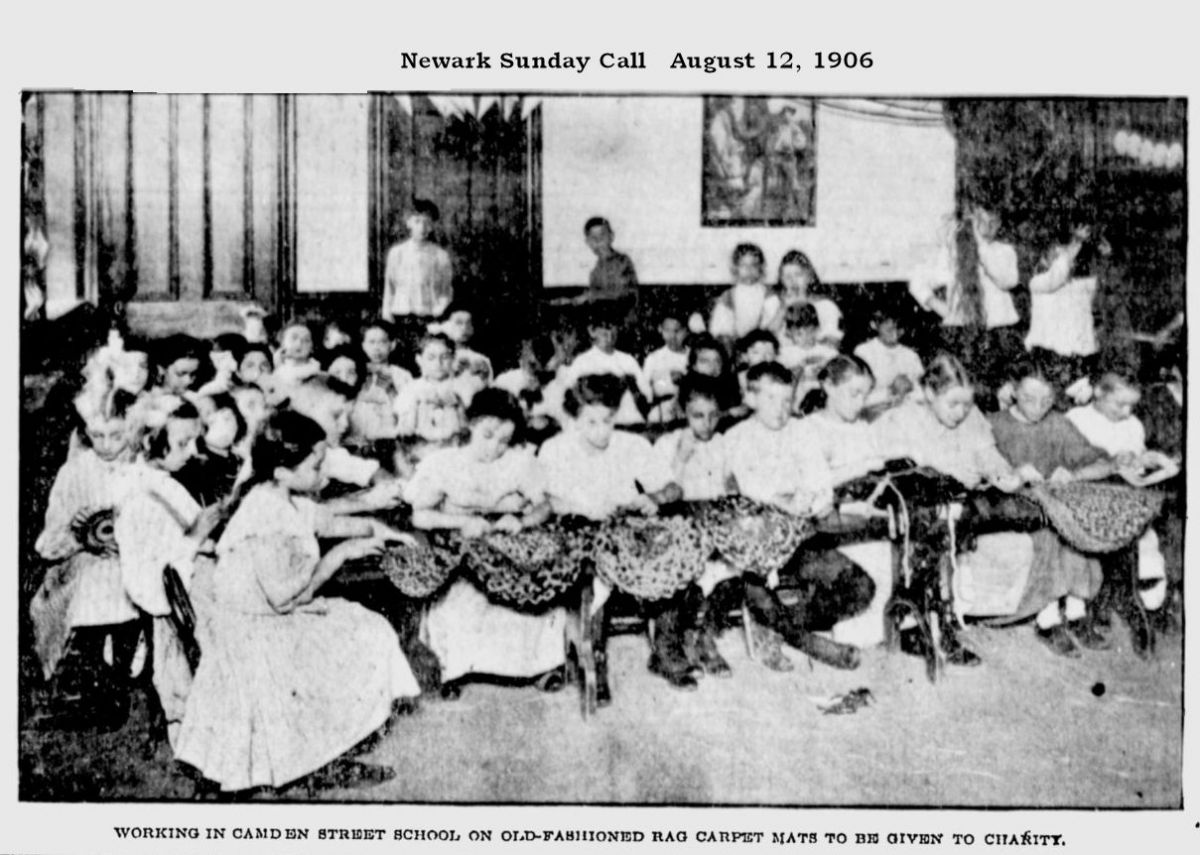 Working in Camden Street School on Old-Fashioned Bag Carpet Mats to be Given to Charity
1906
