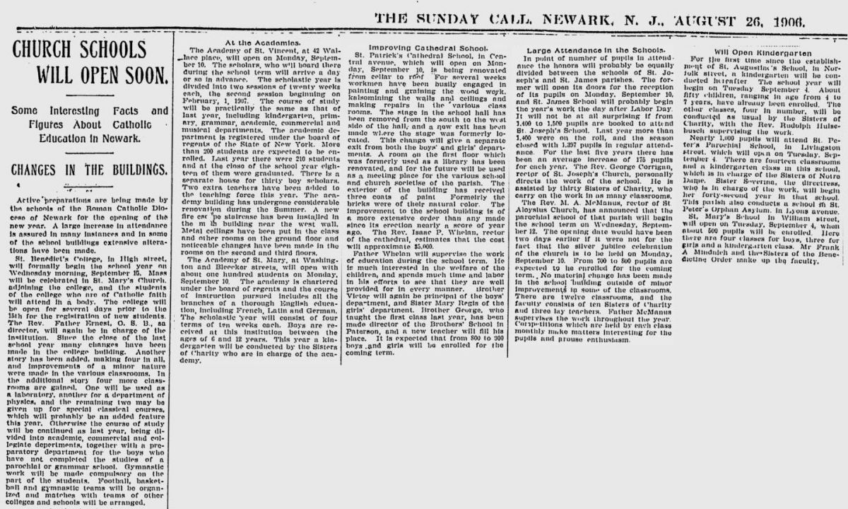 Church Schools Will Open Soon
August 26, 1906
