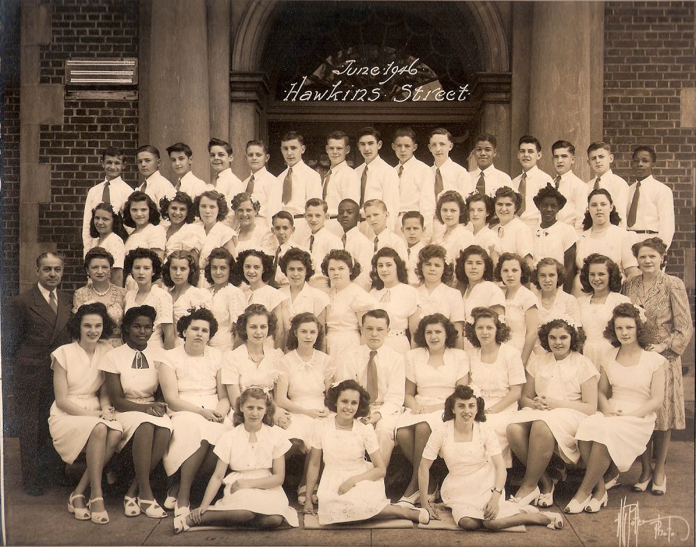 1946 June
Roxanne Gainfort - 2nd row from top, 5th student from left
Susan Eckstein - 3rd row from top, 4th student from right

Photo from Robin Liashek-Delaney
