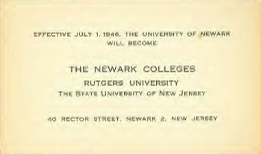 University of Newark -> The Newark Colleges - Rutgers University
