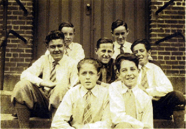 1938
These are some of the boys from the 1938 graduating class at St. Aloysius Elementary School. They read, left to right:
Top row: John Olohan, Daniel Ferris  
Middle row: Felix Spitznagle, William (?)Rogers,Edward Kurdes
Front row: Bill (?)Buckworth and Paul Herman.

Photo from Frank Germaine Bowie
