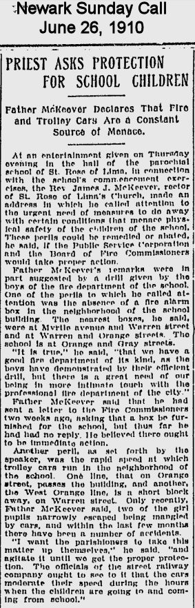 Priest Asks Protection for School Children
June 26, 1910
