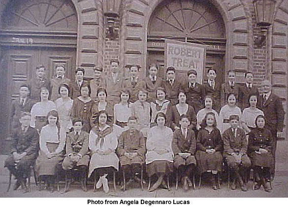 1920s
Children in photo (not in any order): 
Ann Kaiser, J Gold, Fannie Kanter, S. Blumberg, Doris Epstein, Herman Keil, Anna Schuartz, A. McClellan, Hazel Davison, A Newman, A. Spector, Kate Parise, Martha Bluhm, Stanly Ti?, Rose Candia, Mary Lauria, M Turk, Gladys Sammatina, Victor Ricolangia, Ellena Gelonnini ?, Mary Weinstain ?, Ida Baldi, Frieda ?, & Margarret Moeller
